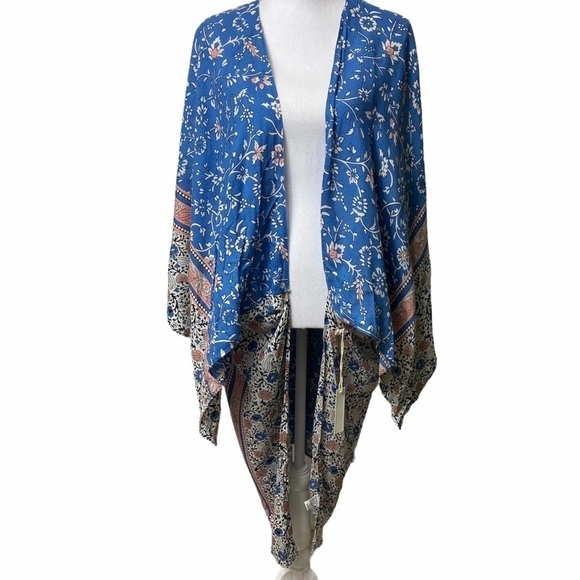 Solemio LA Blue Boho Print Women Kimono Co… - Picture 1 of 5